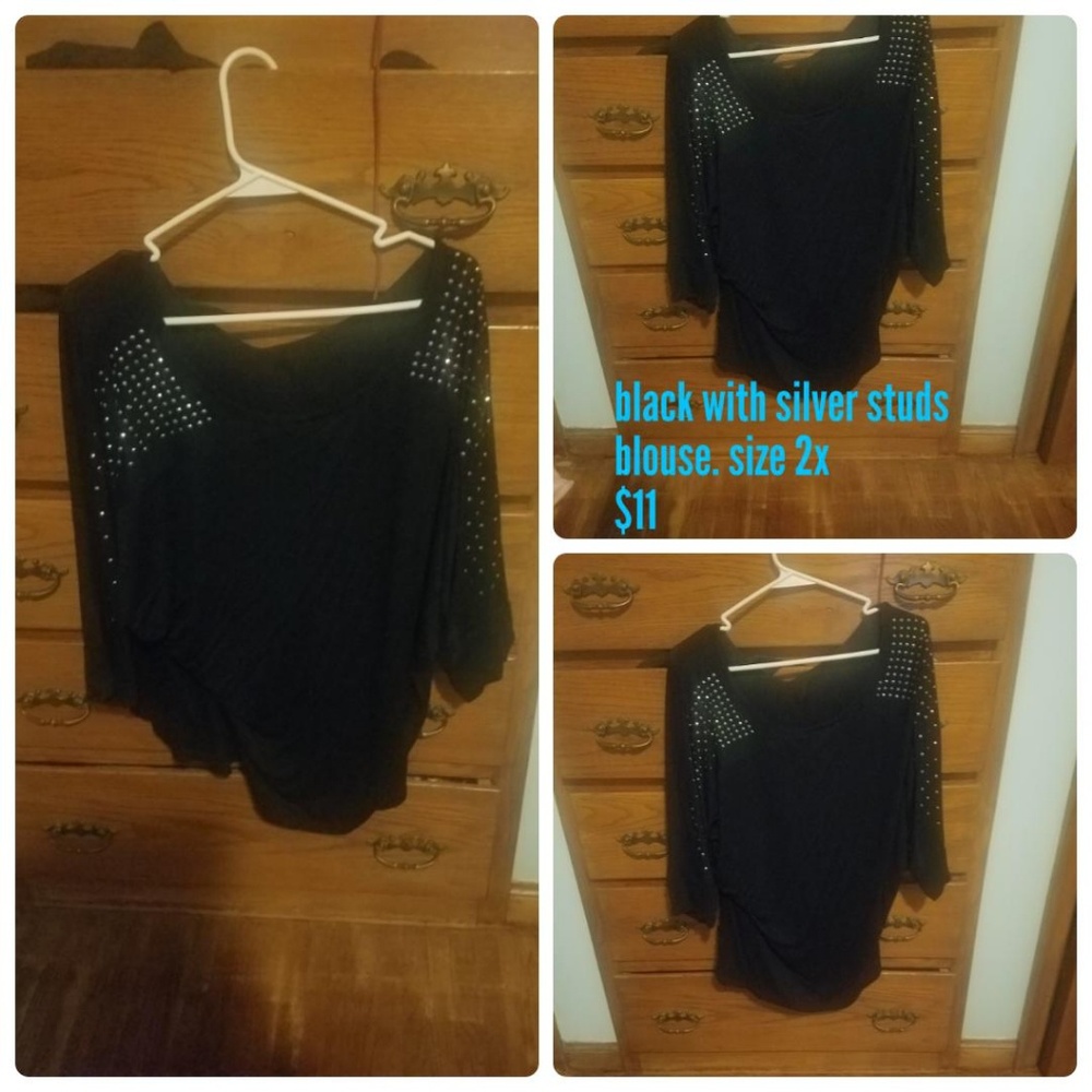 Black long sleeve top with silver studs